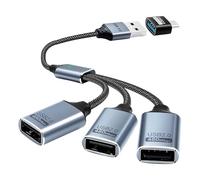 Duttek Câble USB C 1 en 3(26cm), câble d'extension tressé mâle vers Femelle,Prise en Charge de la Transmission, du Chargement et de l'OTG pour téléphones, tablettes, Bluetooth et PC