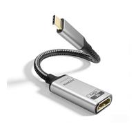 Duttek Câble USB C vers HDMI 8 K - 20 cm - Fiche USB C vers HDMI femelle - Câble gainé de nylon - Compatible avec ordinateurs portables, iPad, MacBook Pro, MacBook Air (unidirectionnel)