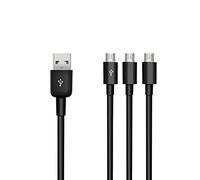Duttek Câble USB vers micro USB, câble répartiteur USB 2.0 vers micro USB, câble 3 en 1 USB 2.0 A mâle vers trois micro USB mâle 1 vers 3 câble de charge de synchronisation 25 cm