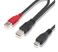 Duttek Câble USB vers micro USB, double USB 2.0 mâle vers micro USB mâle standard pour appareil photo, MP3, MP4, disque dur externe, 80/20 cm