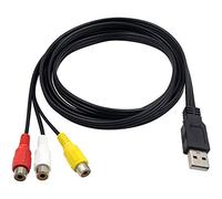 Duttek Câble USB vers RCA, USB 2.0 mâle vers 3 RCA Femelle, répartiteur Audio vidéo, Adaptateur Composite pour TV, Mac, PC, Disque Dur et DVR 1,5 m