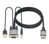 Duttek Câble VGA vers HDMI avec Port Audio 3,5 mm et USB 2.0, Convertisseur HDMI mâle vers VGA mâle 1080p pour Moniteur, TV, Ordinateur - 1,5 m