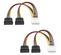 Duttek câbles d'alimentation SATA, Molex vers SATA, 4 broches mâle IDE vers double SATA 15 broches femelle, câble d'extension d'alimentation répartiteur en Y 20 cm, Lot de 2