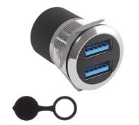 Duttek Dual Ports USB Female to Female Panel Mount Coupler, IP67 USB Pass Through Connector Bulkhead Extension Adapter with Water/Dustcap, supportData Transfer and Charging (Silver)