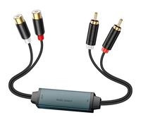 Duttek Isolateur de boucle de masse RCA, éliminateur de bruit avec double câble audio RCA mâle vers femelle pour système audio de voiture/système stéréo domestique - Plug-and-Play