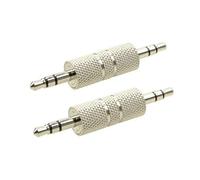 Duttek Lot 2 adaptateurs audio 3,5 mm mâle vers mâle, adaptateur jack stéréo 3,5 mm métal argenté