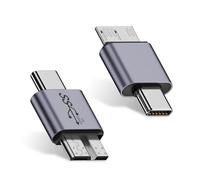 Duttek Lot de 2 adaptateurs de câble USB C vers micro B 10 Gbit/s, adaptateur micro B vers USB C, adaptateur micro B mâle vers USB C 3.2 mâle pour disque dur SSD externe portable