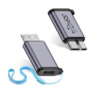 Duttek Lot de 2 adaptateurs de charge de données USB Micro B vers USB C - 10 Gbit/s USB Type C femelle vers USB 3.0 Micro B mâle - Pour disques durs externes, SSD, tablettes, appareils photo,