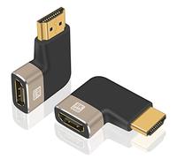 Duttek Lot de 2 adaptateurs HDMI à 90 degrés 8 K, 48 Gbit/s à angle gauche mâle vers femelle HDMI adaptateur connecteur d'extension pour TV, Roku, Fire Stick, Chromecast, Switch, ordinateur portable, PC