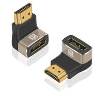 Duttek Lot de 2 adaptateurs HDMI standard version 2.1, angle vers le haut de 90 degrés mâle vers femelle HDMI adaptateur connecteur d'extension pour TV, Roku, Fire Stick, Chromecast, Switch, ordinateur portable, PC