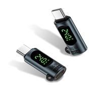 Duttek Lot de 2 adaptateurs USB C 80 Gbit/s avec écran LED 240 W femelle vers mâle compatible avec Thunderbolt 5, iPhone 15/16, MacBook, iPad