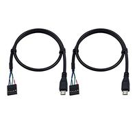 Duttek Lot de 2 câbles de rallonge 50 cm (5 broches/Micro USB) barrette USB de carte mère femelle vers adaptateur mâle micro USB Dupont
