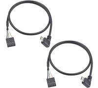 Duttek Lot de 2 câbles Dupont Micro USB vers USB à angle droit mâle vers 9 broches femelles USB en-tête PCB carte mère Dupont USB 50 cm