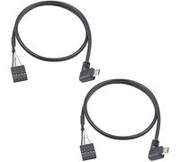 Duttek Lot de 2 câbles Dupont Micro USB vers USB coudés à gauche mâle vers 9 broches femelles USB en-tête PCB carte mère Dupont USB 50 cm