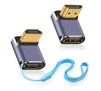 Duttek Lot de 2 connecteurs HDMI coudés à 90 degrés - Adaptateur HDMI mâle vers femelle - 48 Gbps - Avec indicateur de travail LED - Pour HDTV, projecteur, ordinateur portable
