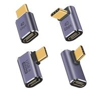 Duttek Lot de 4 adaptateurs d'extension USB C 40 G, Adaptateur USB C à Angle Droit 100 W PD, Adaptateur USB C à 90 degrés et Adaptateur d'angle USB C coudé au Milieu, Adaptateur de Type C mâle vers