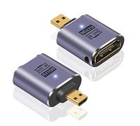 Duttek Micro HDMI vers HDMI 8K(2-Pack),Adaptateur d'extension micro HDMI mâle vers HDMI femelle,Prend en charge 8K@60Hz pour appareil photo,ordinateur portable,UltraHD,3D
