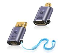 Duttek Mini DP Female to DisplayPort Male 8K and DP 1.4 Female vers Mini DP Male, Transmission bidirectionnelle DP vers Mini DP 8k Adaptateur 8K@60Hz 4K@144Hz HDR pour Tablette, MacBook Surface HDTV