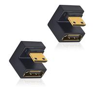 Duttek U Shape Adaptateur Mini HDMI2.1 vers HDMI2.1, Down Angle HDMI Femelle vers Mini HDMI Mâle 48Gbps (8K@60Hz 4K@120Hz) pour Caméra/PC Portable/Projecteur Home Cinéma - (2 Pièce)