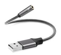 Duttek USB à 3.5mm câble casque Aux 30CM/1FT,USB mâle à 3.5mm femelle câble Audio tresser cuivre,Compatible pour ordinateur de bureau ordinateurs portables Microphone casque