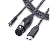 Duttek USB C mâle à 3.5mm femelle Jack & XLR femelle câble Audio 1M(3FT),2 en 1 USB C câble Audio est conçu pour connecter des microphones pour l’enregistrement Audio en studio et la transmission.