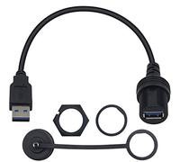 Duttek USB Flush Mount Cable, Round Single Port USB 3.0 Panel Flush Mount câble d’extension avec boucle pour voiture camion bateau moto tableau de bord 30cm/12 inch