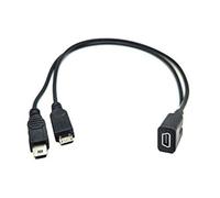 Duttek Y Splitter câble Mini USB, Mini USB Femelle vers Micro USB mâle et Mini USB mâle 2 en 1 Splitter mâle vers Femelle câble de Chargement Cordon - Noir (25,4 cm/30 cm)