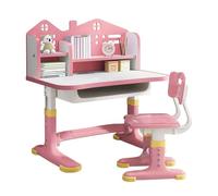 dutwirtz Ensemble de chaises de bureau pour enfants, hauteur réglable, bureau d'étude fonctionnel pour enfants avec panneau arrière château, support de bureau élargi et tiroir de rangement, rose