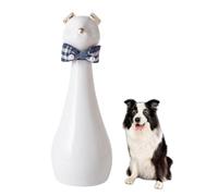 Duuclume Duulume Grande urne funéraire en céramique pour animal domestique avec nœud remplaçable, faite à la main pour cendres de chiens, chats, élégante urne anti-fuite et anti-poussière (blanc doré)