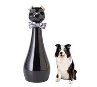 Duuclume Duulume Grande urne funéraire en céramique pour animal domestique avec nœud remplaçable, faite à la main pour cendres de chiens, chats, élégante urne anti-fuite et anti-poussière (noir doré)