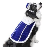 Duuclume Ensemble de costume d'Halloween pour chien, cape pour animaux de compagnie, tenue de champion du couronnement, style royal britannique, costumade de princesse luxueuse (très grand lit, bleu