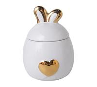 Duuclume Handicrafted Urne funéraire en céramique avec oreilles de lapin pour animal domestique - Porte-cendres funéraires et cercueil pour animal domestique (blanc, 440 ml)