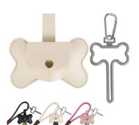 Duuclume Lot de 2 distributeurs de sacs à déjections canines en cuir pour attacher la laisse, support de sac à déchets mains libres avec mousqueton pour sac poubelle lapin pour la marche, la course à
