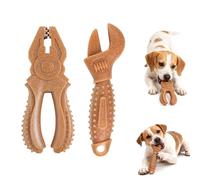 Duuclume Lot de 2 jouets à mâcher pour chien en forme de pince et de clé - Jouet de nettoyage des dents en bois composite et plastique pour chiens de grande et moyenne race, soulage l'ennui des