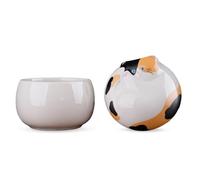 Duuclume Mini urne funéraire en céramique en forme de chat - Scellée résistante à l'humidité avec doublure non tissée | Souvenir funéraire pour chat pour honorer et funérailles (orange noir)