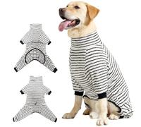 Duuclume Pull d'hiver pour chien - Combinaison chaude à quatre pattes pour animal domestique - Pyjama réglable et confortable pour chiens de petite et grande taille (noir-blanc, taille L)