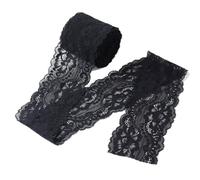 Duuclume Ruban de dentelle élastique extensible pour travaux manuels, mariage, emballage cadeau, décoration d'intérieur et décoration de Noël, Halloween Noir 6,1 cm x 4,6 m