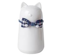 Duuclume Urne funéraire en céramique fabriquée à la main en forme de chat avec nœud papillon - Urne funéraire pour animal domestique - Pour intérieur et extérieur - Blanc