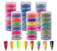 Duufin 36 Couleurs Poudre à Ongles Pigment Fluorescent Colorée Poudre Dégradé Irisé Glitter Acrylique Dégradé Poudres pour Nail Art, Corps et Artisanat