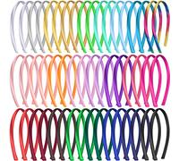 Duufin 50 Pièces Bandeaux en Satin 10mm Serre Tete Satin Bandeaux Bricolage Cheveux pour Femme et Fille, 25 Couleurs
