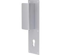 Duval Poignée aluminium porte palière Clé I argent – réversible, plaque percée 6 trous vis 3mm