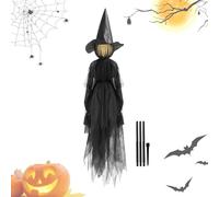 Duvcoywae Décorations d'halloween de Sorcières pour Extérieur, Décor de Sorcière Effrayant avec Lumière et Son, Accessoires Effrayants pour Jardin Terrasse Décor Extérieur