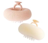Duvcoywae Éponges De Bain Pour Douche Motif - Loofah Douche 2 En 1,2 Pièces Balle Exfoliante à Ventouse pour Femme Garçon Salle de Bain Voyage Plage Spa