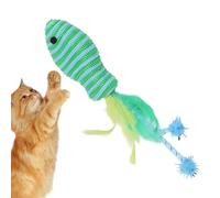 Duvcoywae Jouets de Plumes de Chat, Jouets de Corde de Chat pour Chats intérieurs - Fish Forme Interactive Corde Toys - Fournitures de compagnies drôles, Accessoires de Chat Portables pour Jouer,