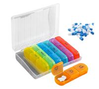 Duvcoywae Pilulier Hebdomadaire | Compartimenté Matin Midi Soir - Boîtier Compact Étanche pour Médicaments Maison Sac Voiture Poche