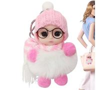 Duvcoywae Porte-clés petite fille pour sac à dos, porte-clés pour filles, Porte-clés mignons de petite fille, douce portant des lunettes, une écharpe, un chapeau, décor de sac d'école pour étudiant