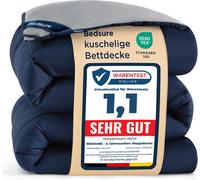 Duvet 155 X 220 Cm Warm Blue-Temperate 300 G/M²,Double With Corner Tabs,Machine Washable