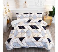 Duvet 2 Personnes Géométrie Noire Beige Couette 2 Personnes Doux Lavable pour 4 Saisons Matelassée Couette Chaude Respirable sans Housse Edredon Gonflant 203x228 cm