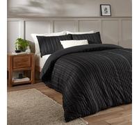 Duvet Day Housse de Couette Harrison Stripe Design Minimaliste capitonné, Tissu Doux au Toucher et Finition Facile d'entretien (Noir - Super King)