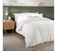 Duvet Day Housse de Couette Seville Leaf - Motif Feuilles touffetées Douces au Toucher, Entretien Facile (Blanc - Double)